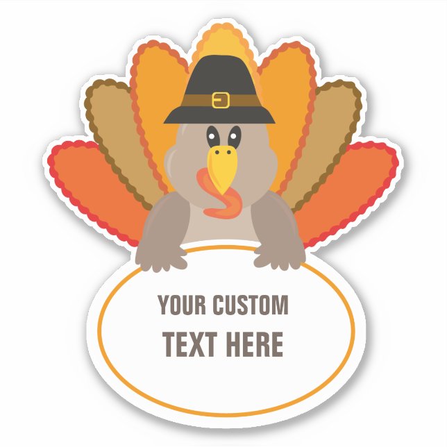 Sticker Thanksgiving funny turkey custom text template (Devant)