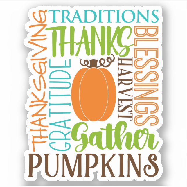 Sticker Thanksgiving Modern Word Art Typographie (Devant)