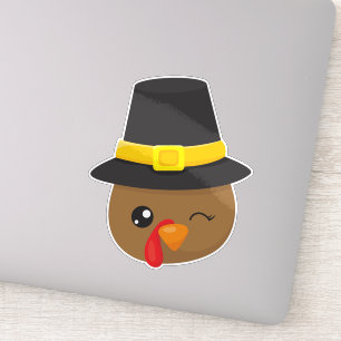 Sticker Thanksgiving Turquie, Turquie Brown, Casquette pèl