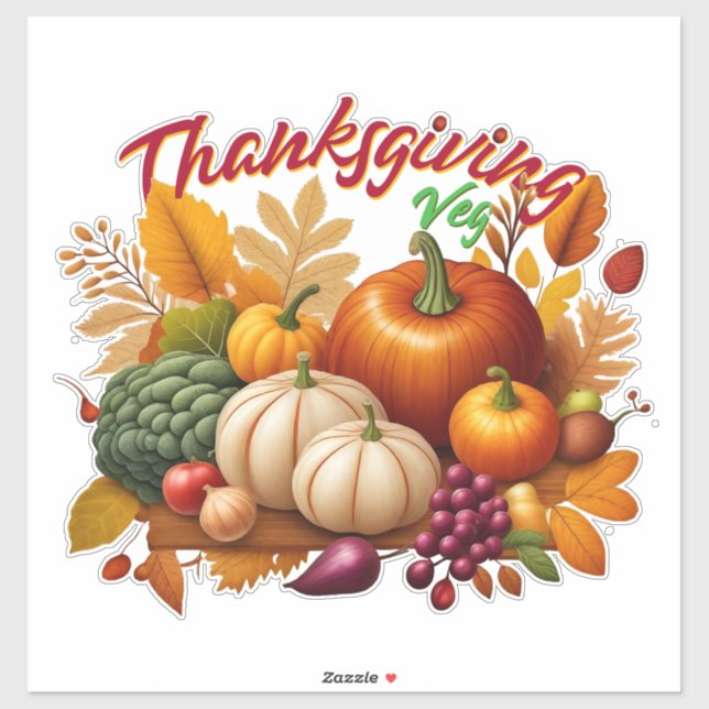Sticker Thanksgiving Vegan (Feuille)