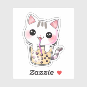 Sticker Thé à bulle de chat Kawaii
