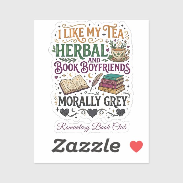 Sticker Thé aux herbes du petit ami du livre moralement gr (Feuille)