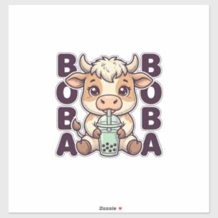 Sticker Thé aux perles de vache mignonne Design de T-shirt