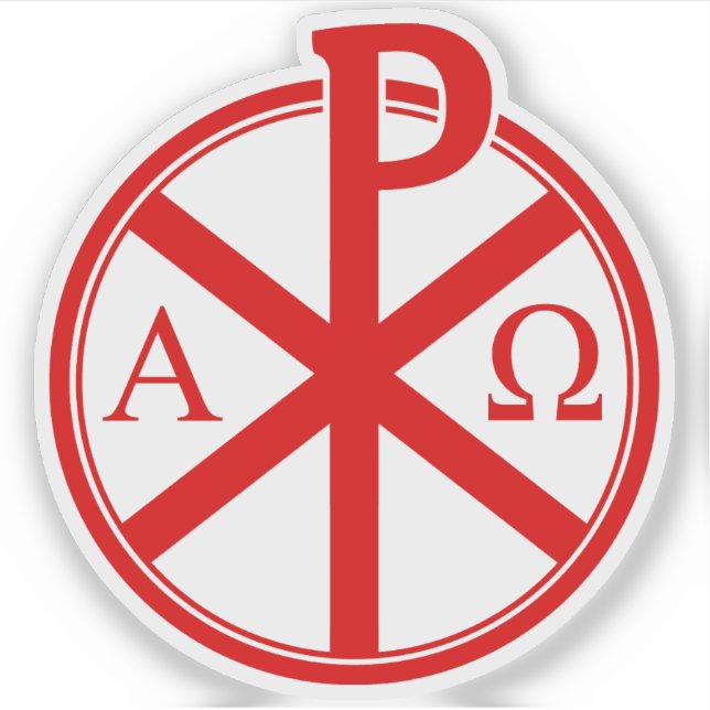 Sticker The Chi-Rho Cross - v4 (red) (Devant)
