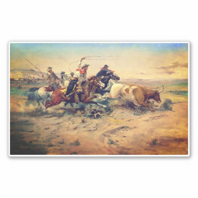 Sticker The Herd Quitter (par C. M. Russell, c. 1897) (Devant)