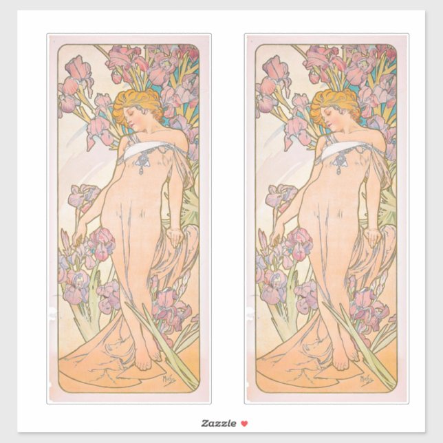Sticker The Iris (1897) par Alphonse Mucha (Feuille)