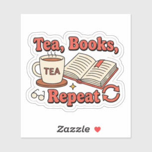 Sticker Thé, livres, répéter - amateur de livres confortab