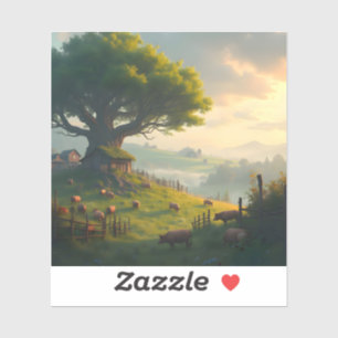 Sticker The Quiet Farm – Paysage de Ferme Carré Vinyle