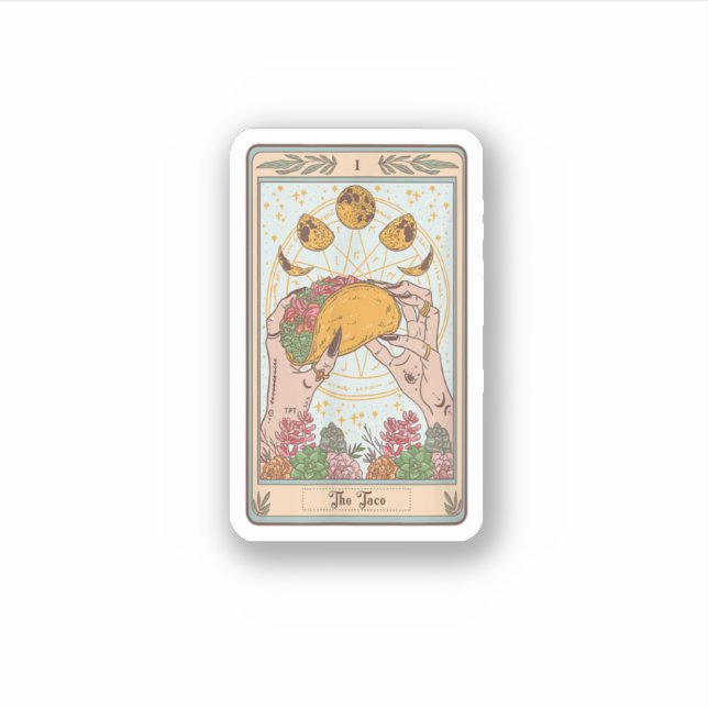 Sticker The Taco Tarot Card Funny Taco Lover Tacos Mexican (Devant)