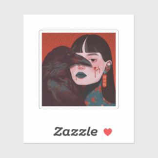 Sticker The woman and the crow