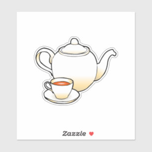 Sticker Théière avec tasse à thé