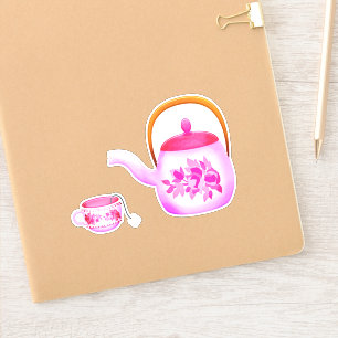 Sticker Théière rose