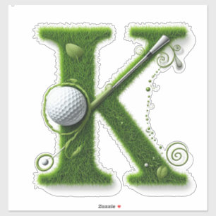 Sticker Thème de golf avec lettres d'herbe, balles et club