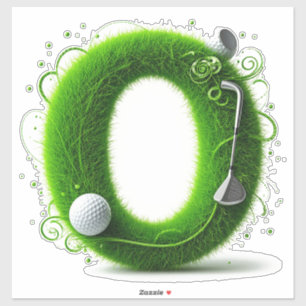 Sticker Thème de lettre d'herbe de golf avec balles et clu