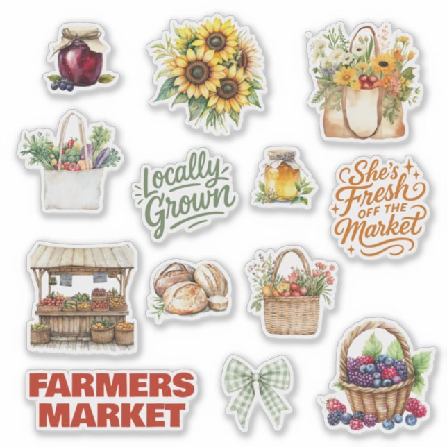 Sticker Thème de marché de producteurs pour une douche de  (Devant)