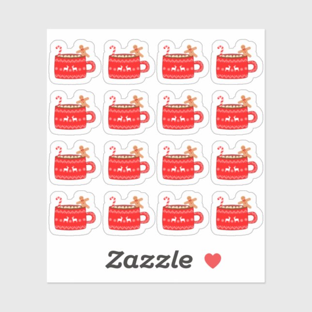 Sticker Thème de Noël Chocolat Chaud Cacao Décoratif (Feuille)