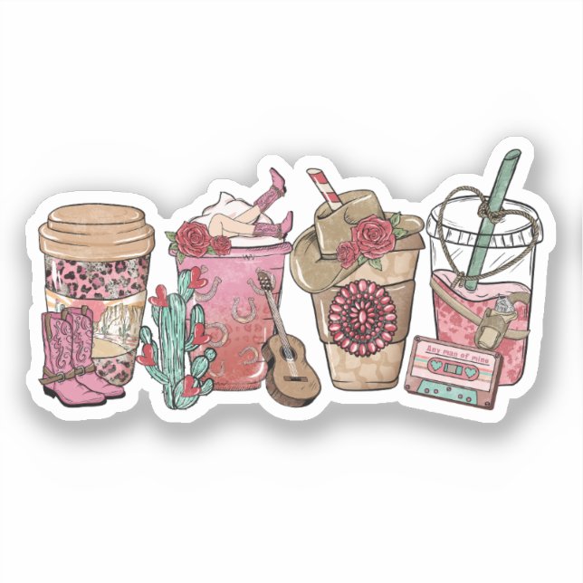 Sticker Thème du Café Lover Western Cowboy (Recto)