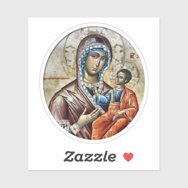 Sticker Theotokos et l'icône orthodoxe du Christ Enfant (Feuille)