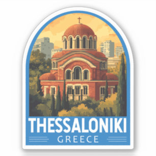 Sticker Thessalonique Grèce Agios Pavlos Travel Art Retro