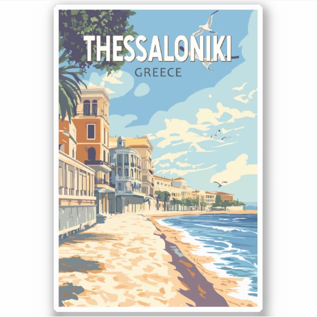 Sticker Thessalonique Grèce Travel Art Vintage (Devant)