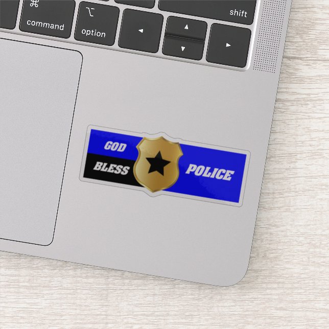 Sticker Thin Blue Line, Dieu bénisse la police (Détail)