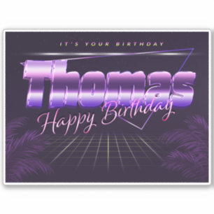 Sticker Thomas Name Prénom lila retro