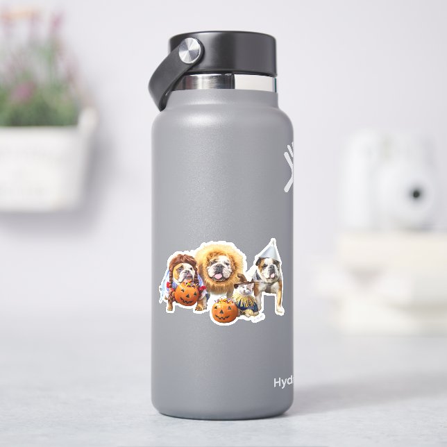 Sticker Three Bulldogs in Costumes (HydroFlask)
