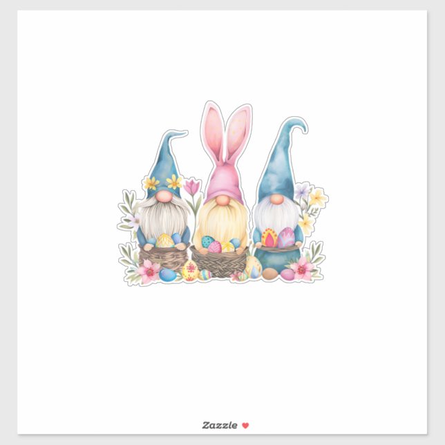 Sticker Three Gnome Easter Gnome Easter Egg T-Shirt (Feuille)