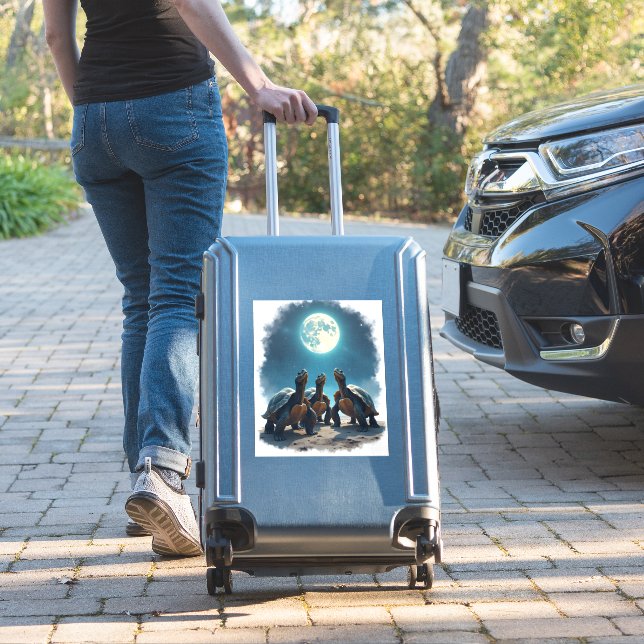 Sticker Three Tortoises Howl at Moon Wildlife Mountain Tur (Valise Insitu)