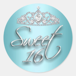 Sticker Tiara Sweet 16 turquoise & Argent