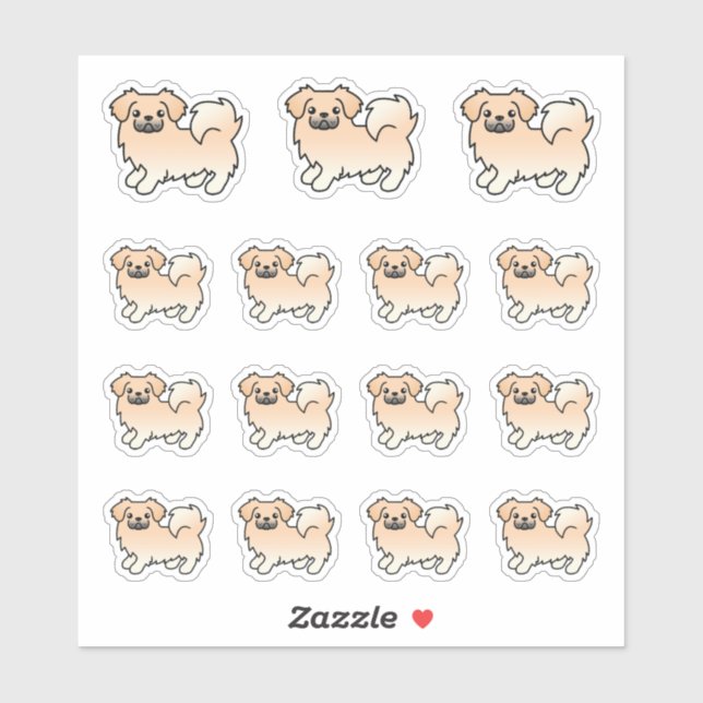 Sticker Tibétain Spaniel Crème Chien de Dessin Animé Migno (Feuille)