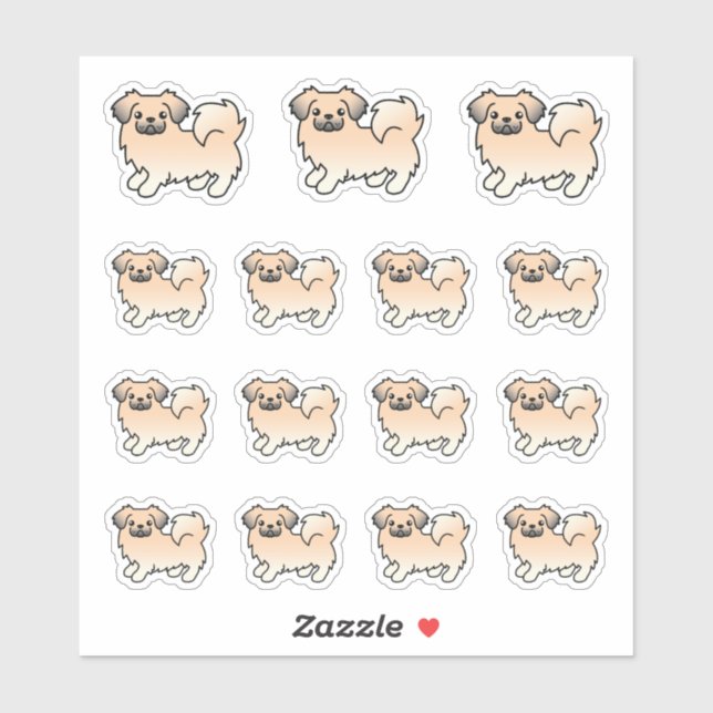 Sticker Tibétain Spaniel Crème Sable Chien de Dessin Animé (Feuille)