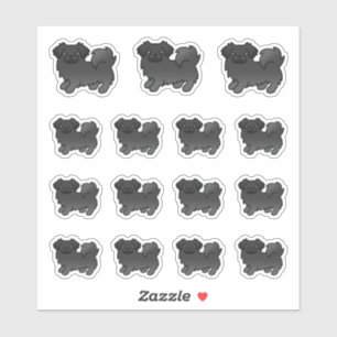 Sticker Tibétain Spaniel Noir Chiens de Dessin Animé Migno
