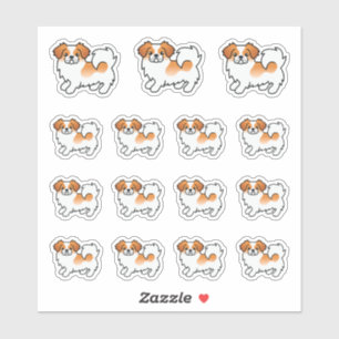 Sticker Tibétain Spaniel Parti-Color Rouge Chiens de Dessi