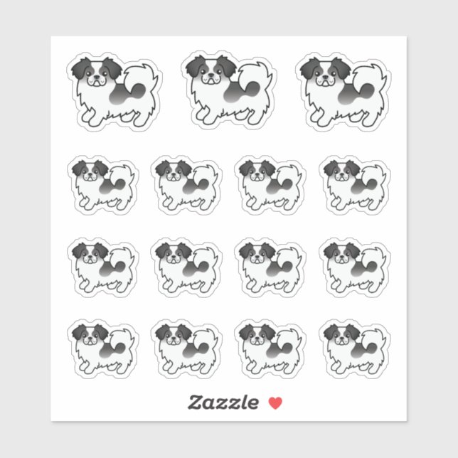 Sticker Tibétain Spaniel Parti-Couleur Noir Chiens de Dess (Feuille)