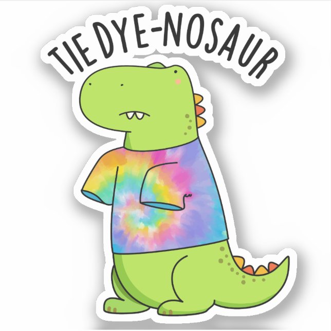 Sticker Tie-dye-nosaur Blague de Dinosaure Drôle  (Devant)