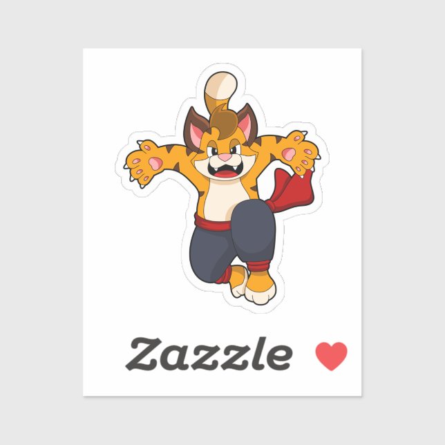 Sticker Tiger dans les arts martiaux Karate (Feuille)
