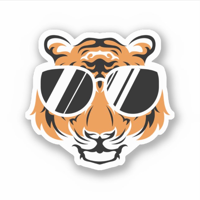 Sticker Tiger Head With Cool Sunglasses. Perfect design fo (Devant)