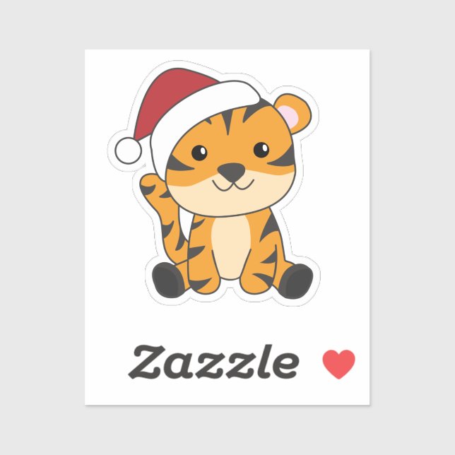 Sticker Tiger Noël Neige hiver Animaux Tiger (Feuille)