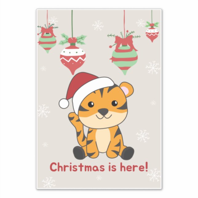 Sticker Tiger Noël Snow Winter Animaux Tiger Stick (Devant)