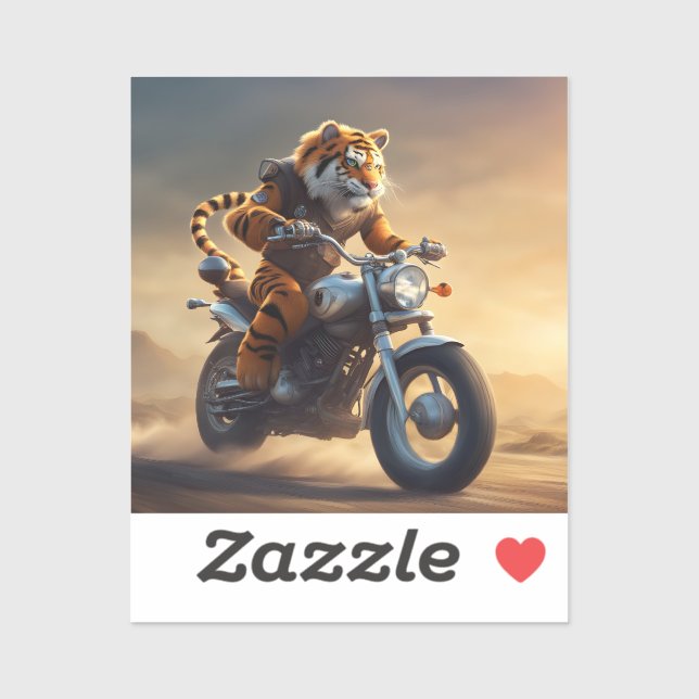 Sticker Tiger riding a motorcycle (Feuille)