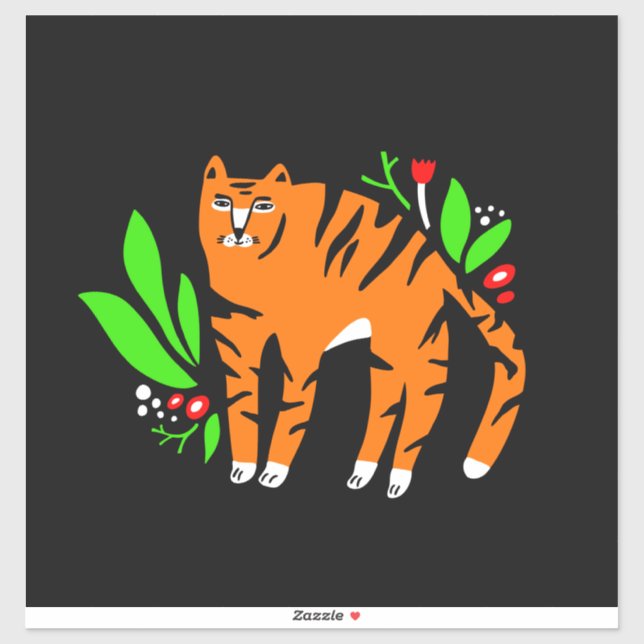 Sticker Tigre à flowers (Feuille)