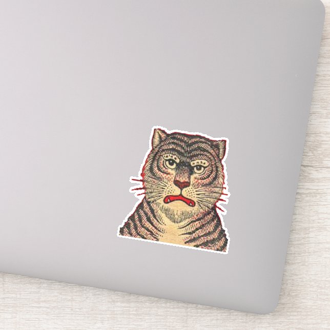 Sticker Tigre asiatique Tiger Fierce Face rouge Outline St (Détail)