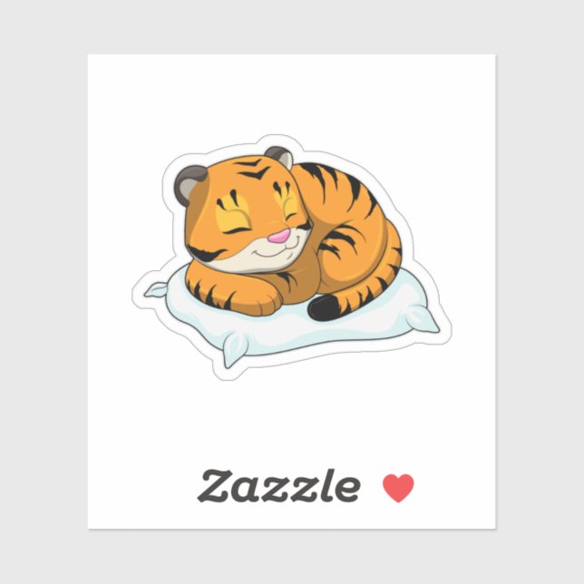 Sticker Tigre au coucher avec Coussin (Feuille)