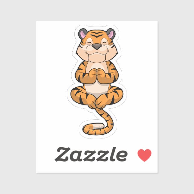 Sticker Tigre au Yoga Fitness (Feuille)
