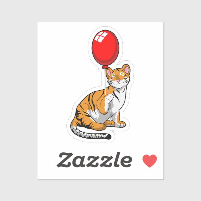 Sticker Tigre avec ballon (Feuille)