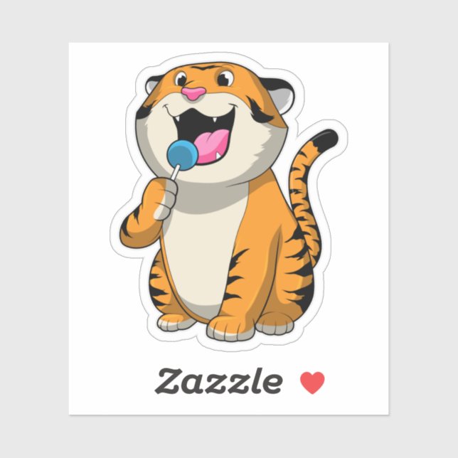 Sticker Tigre avec Lollipop (Feuille)