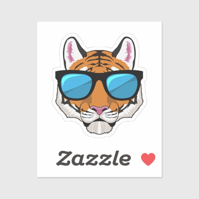 Sticker Tigre avec lunettes de soleil (Feuille)