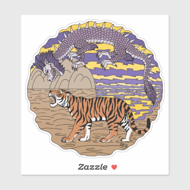 Sticker Tigre et dragon (Feuille)