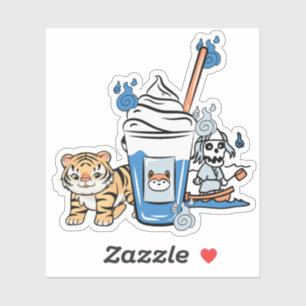 Sticker Tigre Mignon, Milk-Shake Bleu & Esprit de Bateau